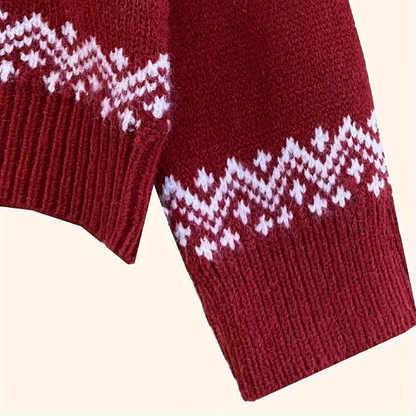 Pull de Noel Femme Col Roulé avec Motifs Rennes