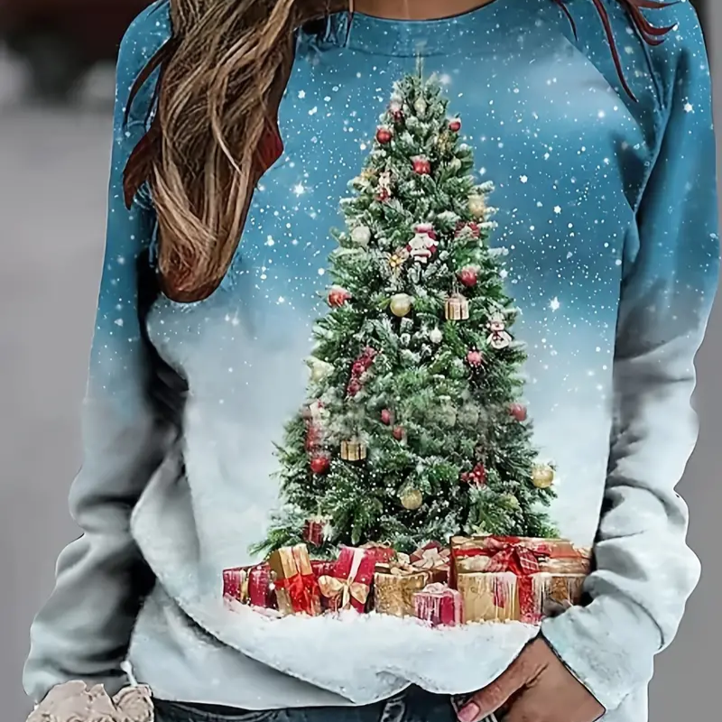 Pull de Noel Moche Motif Sapin Femme